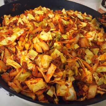 Soyrizo with Sauteed Cabbage and Onions
